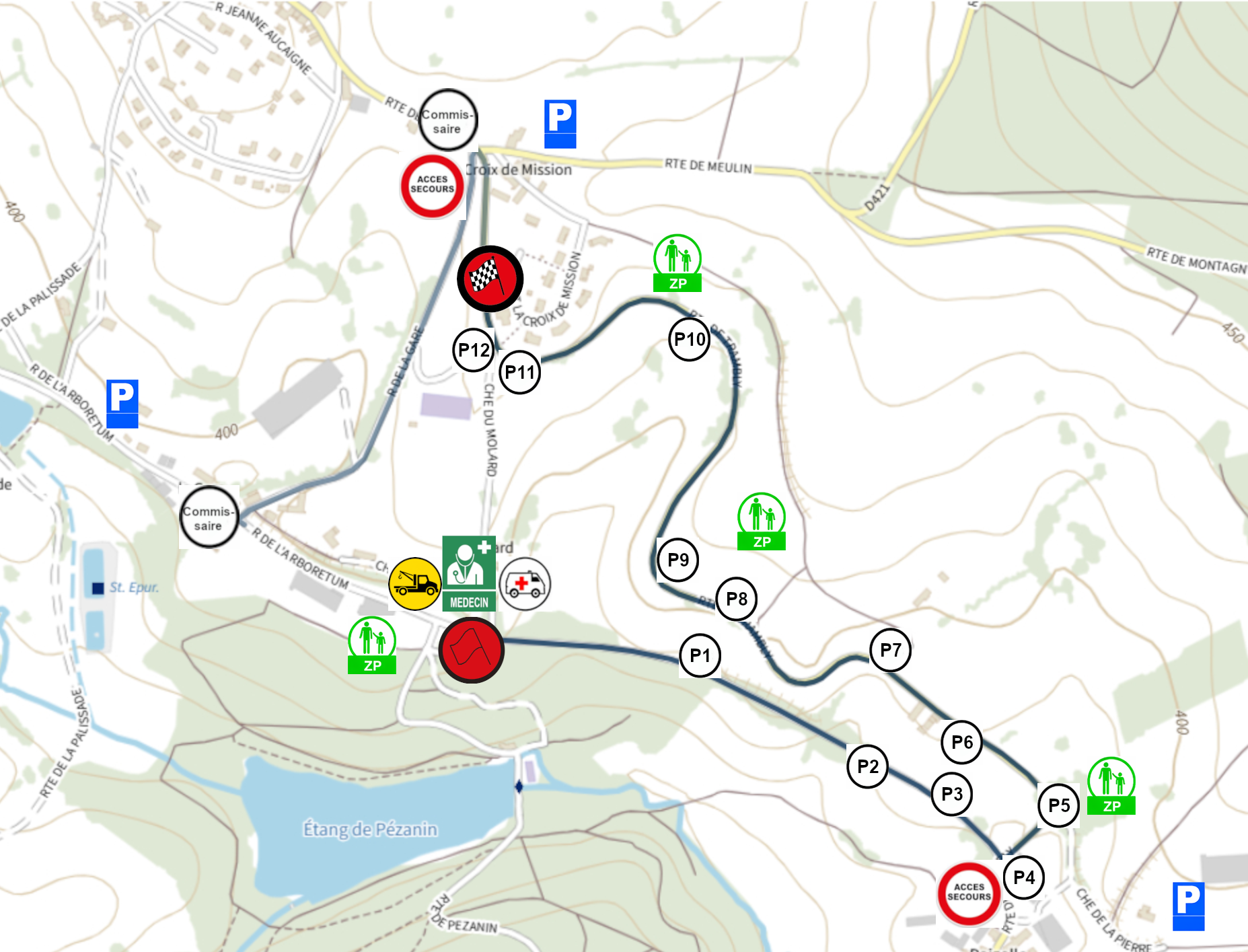 Plan de la Montée Historique de Dompierre-les-Ormes